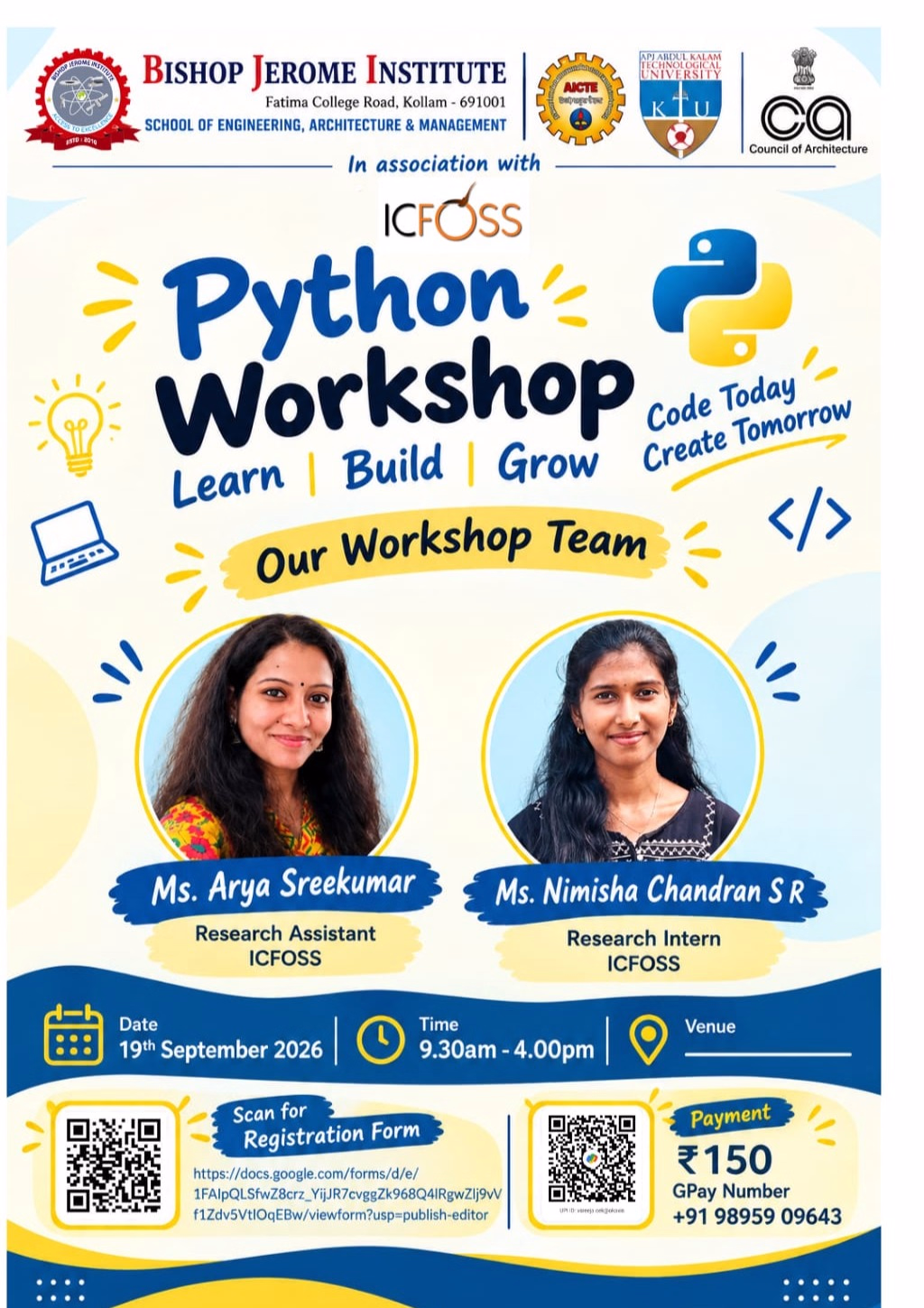 Python Workshop Recap: Bishop Jerome Institute & ICFOSS Code Today, Create Tomorrow